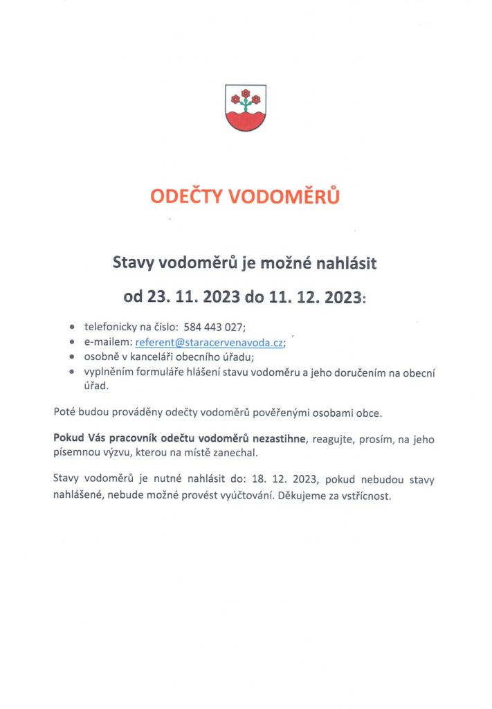 Odečty vodoměrů
